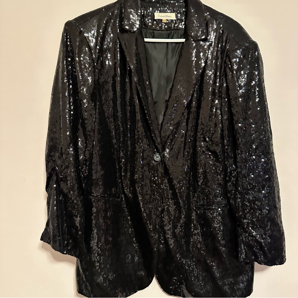 Calvin Klein Plus-Size Sequin Blazer